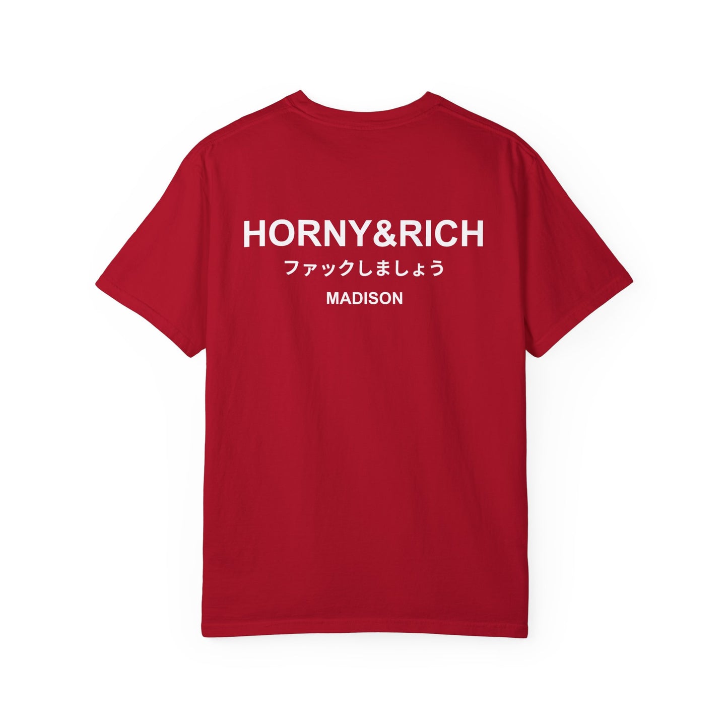 Horny & Rich Japanese T-Shirt - Madison Red