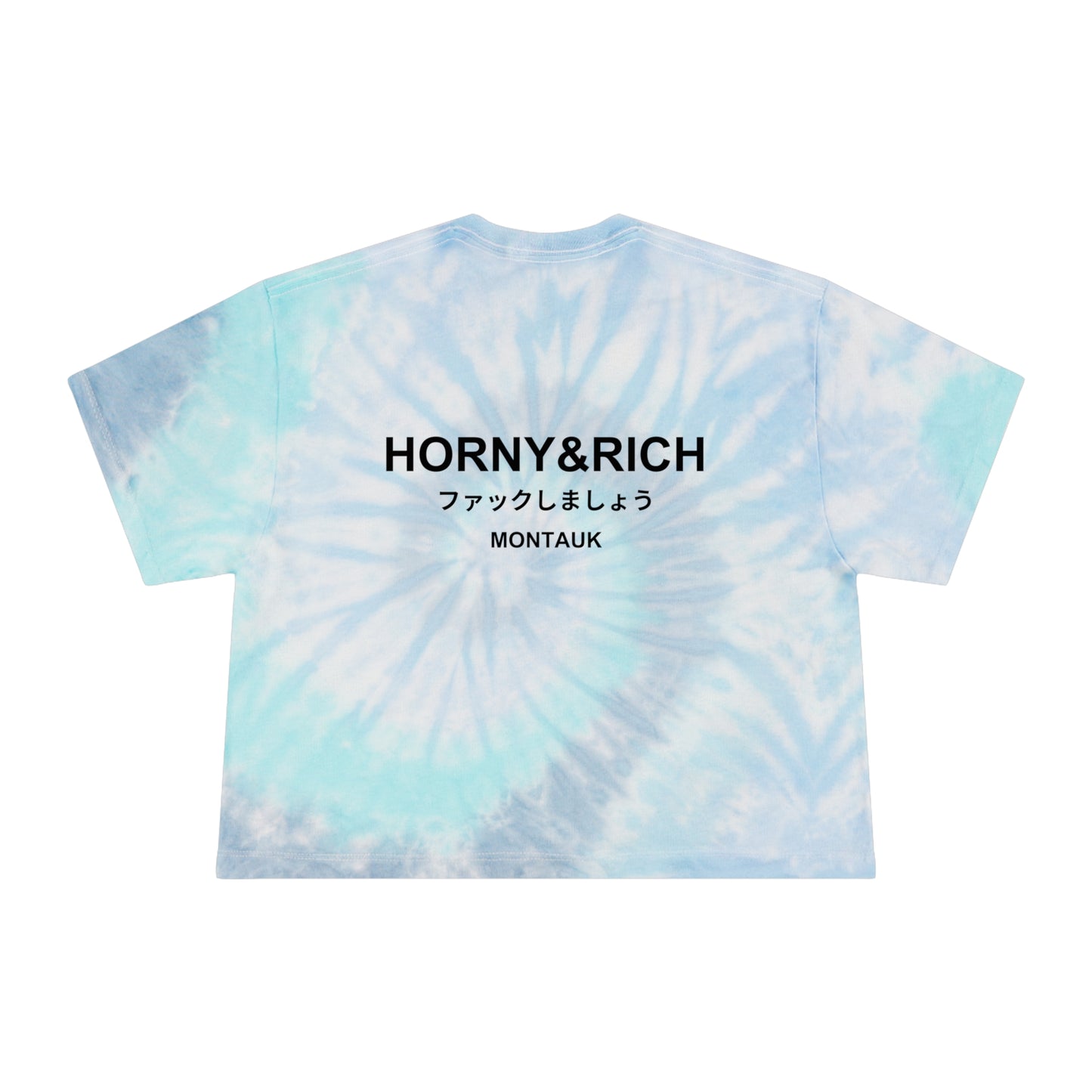 Horny & Rich Japanese Crop Tee - Lagoon Blue