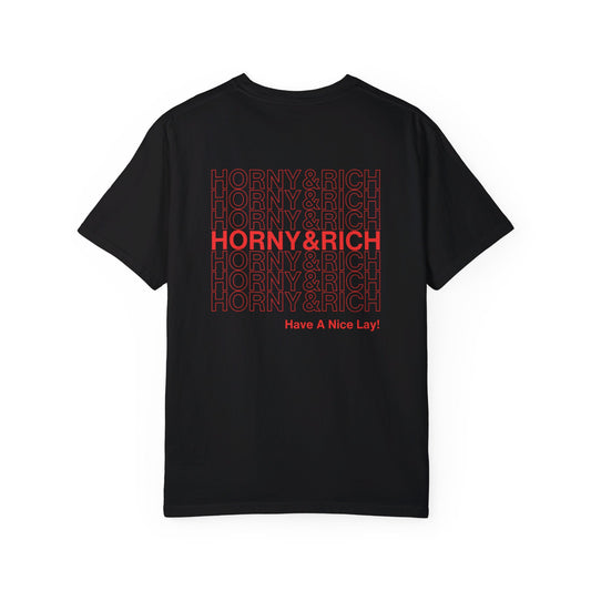 Horny & Rich Have A Nice Lay! Red Font Edition - Black