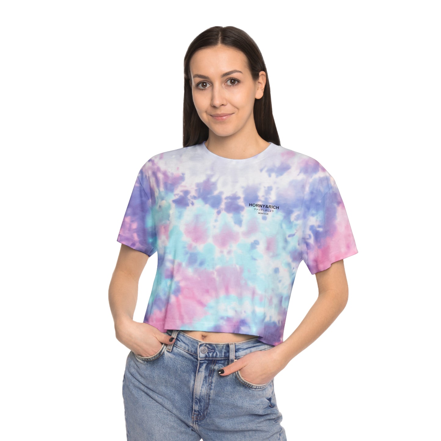 Horny & Rich Japanese Crop Tee - Cotton Candy