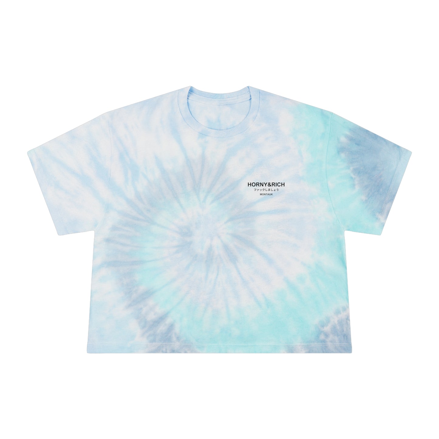 Horny & Rich Japanese Crop Tee - Lagoon Blue